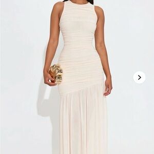 Kendall Ruched Maxi Dress - Cream Size Small